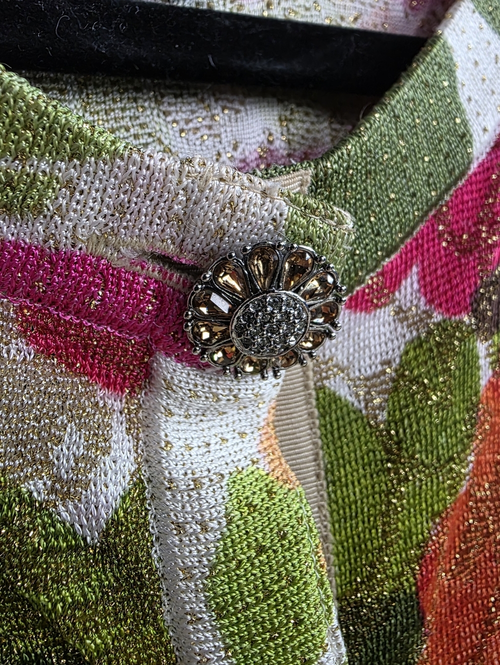 St John Couture Floral Sequin Button-Front Women's Sweater Size M - Picture 3 of 5